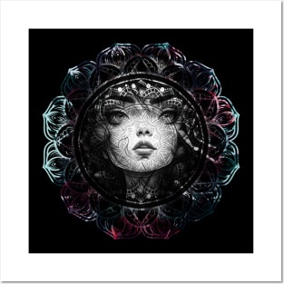 Mandala Girl Portrait Posters and Art